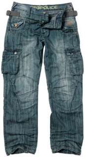883 Police Herren Frisco Cargo Jeans Hellblau  Bekleidung