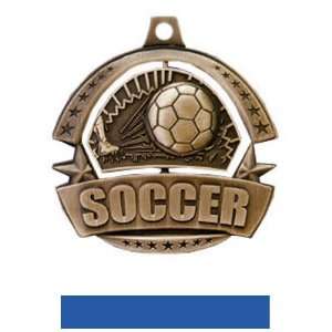   Soccer Medals M 720S BRONZE MEDAL/BLUE RIBBON 2.25: Sports & Outdoors