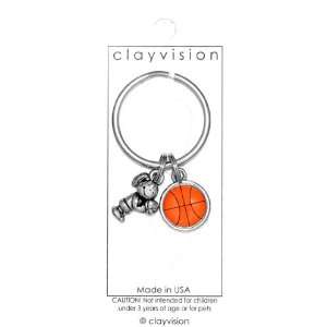  Clayvision Free Throw Girl w/Color Basketball Charm on a 