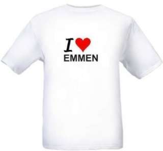  I LOVE EMMEN   City series   White T shirt: Clothing