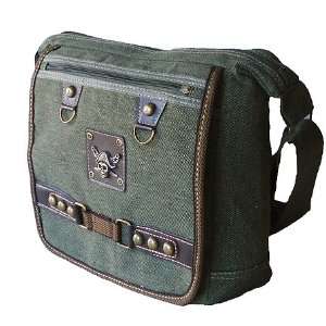 Military Inspired Canvas Crossbody Messenger Bag Bookbag Olive Drab 