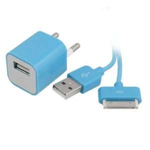  Gino Blue EU Plug Wall Charger Adapter + USB Cable for 