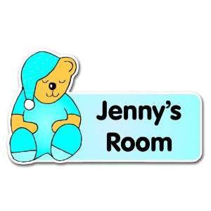 Personalised Blue Sleepy Teddy Bear Door Plaque: Baby