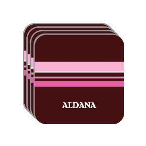 Personal Name Gift   ALDANA Set of 4 Mini Mousepad Coasters (pink 