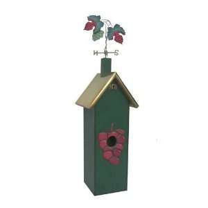   Wine Birdhouse Green w/ Grapes, Ideal for Small to Medium Sized Birds