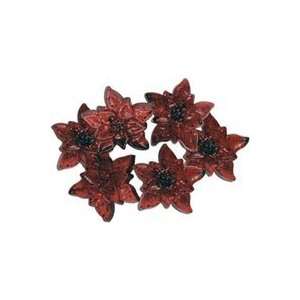  Blumenthal Findings Holiday Buttons glitter Poinsettia 6pk 