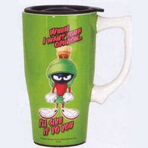 Spoontiques 12612 14 Ounce Ceramic Travel Mug   Looney Tunes Marvin 