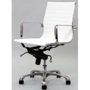  Lexington Modern Malibu Mid Back Office Chair, White Vinyl 
