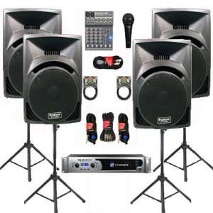   12 Speakers, Mixer, Mic, Stands and Cables DJ Set New CROWNPP1210SET8