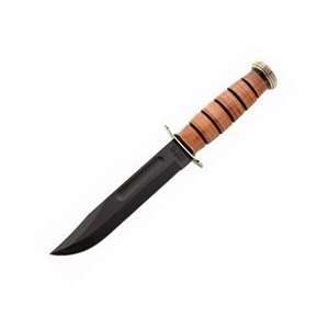   Knife With Leather Sheat 7 Inch With Tang Stamp Blade 1095 Carbon