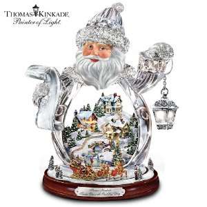 Thomas Kinkade Santa Claus Tabletop Crystal Figurine: Santa Claus Is 