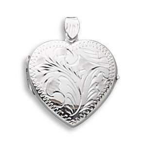  Sterling Silver 1.125 Inch Engraved Heart Locket West 