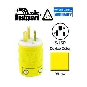Leviton 1447 Plug, 5 15P 15 Amp 125 Volt Industrial Dustguard   Yellow