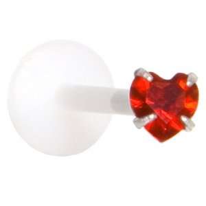  16 Gauge 3/8 Red 3mm CZ Heart Labret Monroe: Jewelry