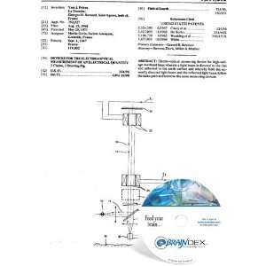 NEW Patent CD for DEVICES FOR THE ELECTRO OPTICAL MEASUREMENT OF AN 