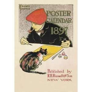  Poster Calendar 1897   12x18 Framed Print in Black Frame 