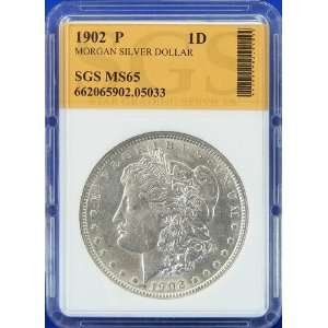  1902 P MS65 Morgan Silver Dollar SGS Graded Everything 