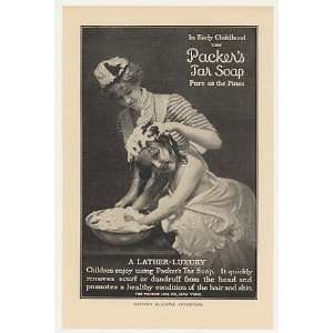  1905 Packers Tar Soap Lady Wash Girl Hair Print Ad: Home 