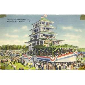  1937 Vintage Postcard   Grandstand   Indianapolis Motor 