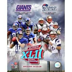  Super Bowl XLII Giants vs. Patriots Matchup Composite Art 