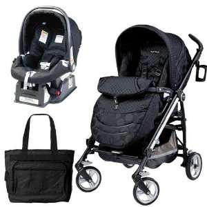   Perego Switch Four Travel System with a Diaper Bag   Pois Black: Baby