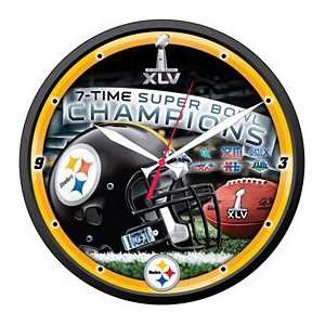  Pittsburgh Steelers 7 Time Super Bowl Champions Clock 
