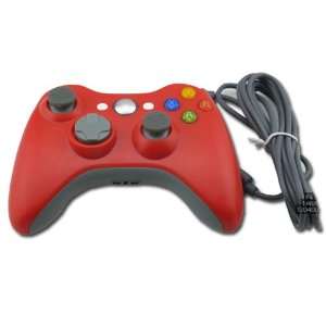   RED WIRED CONTROLLER FOR XBOX 360 SYSTEM+PC WINDOWS 