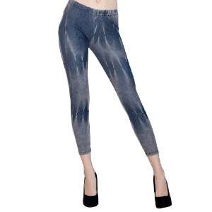  Yelete Stone Wash Jean Leggings Blue Jeggings One Size 