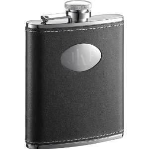   Eclipse Leather Stainless Steel 6oz Hip Flask with Free Engraving