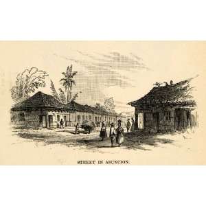  1888 Wood Engraving Street Scene Asuncion Paraguay South 