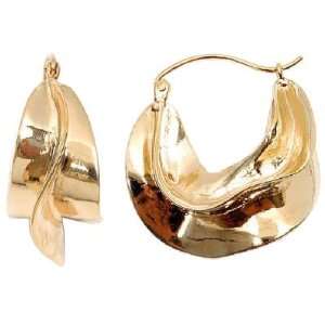  18K Gold Plated Wavy Creole Hoop Earrings Jewelry