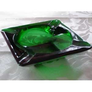  Dark Green Glass Ash Tray 
