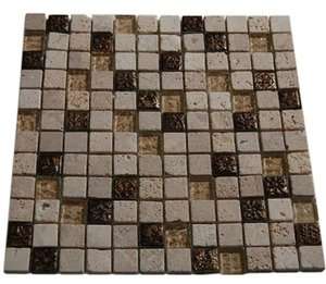   Goral Marble Copper & Glass Mosaic 1X1 Tile Sheet For Kitchen Bathroom