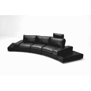   1295B Black Full Leather Sectional Sofa Set: Home & Kitchen