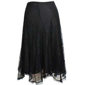 NWT RALPH LAUREN Black Floral Lace Curve Panel Skirt 10  