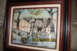 HARGROVE Elephants At The Zoo Painting Professionally Framed  