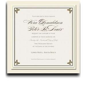  145 Square Wedding Invitations   Butterfly Frame of Four 