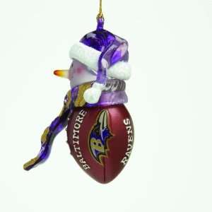 Pack of 4 NFL Baltimore Ravens Football Snowman Christmas Ornaments 2 