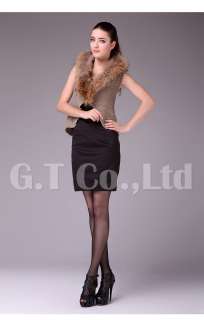 0306 Sweater Vest waistcoat gilet sleeveless garment with raccoon fur 