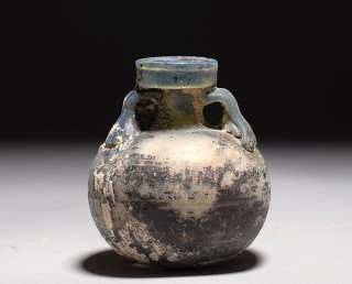 Ancient Roman Glass lathe cut Aryballos  oil vessel  