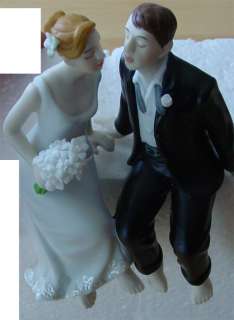 Porcelain Wedding Cake topping ROMANCE Sitting Couple Bride & Groom 