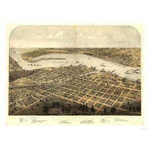  Port Huron, Michigan   Panoramic Map Giclee Poster Print 