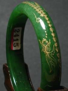 Hetian Green Nephrite Jade Bangle Bracelet 6.0cm + Cert  