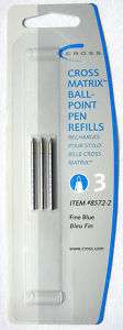 Cross Matrix ball point pen refills Blue Fine #8572 2  