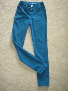   Jeans Worn 1X Teal Blue stretch adjustable waist skinny jeans pants 10