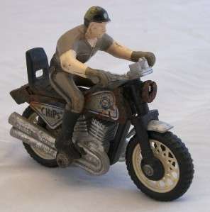 Vintage CHIPS Television Show Officer on Motorcycle Toy  