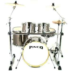   Paco Elite 5 Piece Drumset with Rack in Gun Metal: Musical Instruments