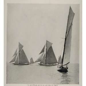  1902 Print Mineola Yacht Yawls Ailsa Vigilant Sailing 