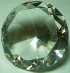 HUGE 100 MM Cut Glass Diamond Paperweight AMBER NEW!!  