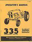 Minneapolis Moline 335 Tractor Operators Manual MM